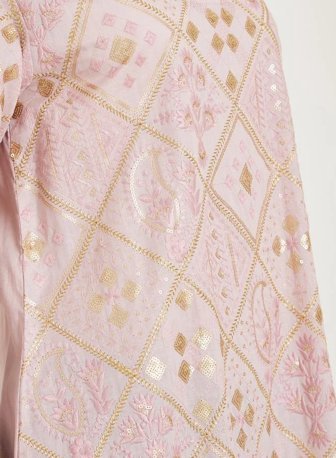 Amirah  Women Pink Embroidered Jalabiya for Women | Best Price UAE